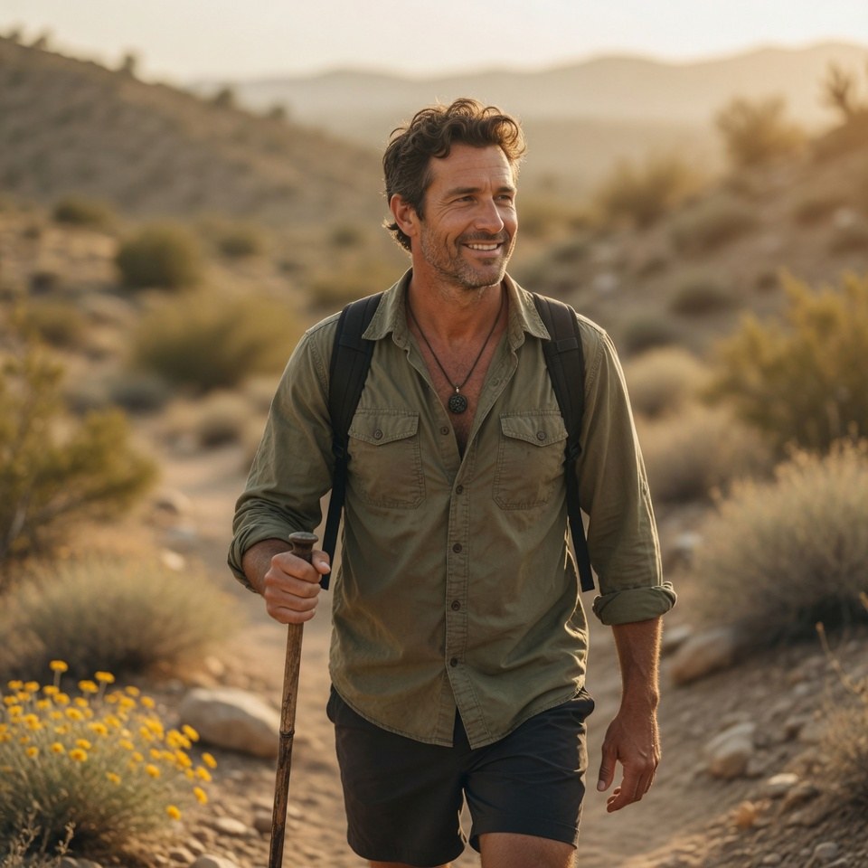 A man hiking outdoors, representing male fertility support with acupuncture in Las Vegas.